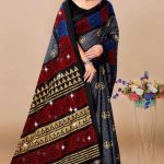 Jay Shree Ram Siroski saree in maroon and grey with intricate charming design