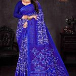 Model Draping Cute Choice Blue Cotton Saree