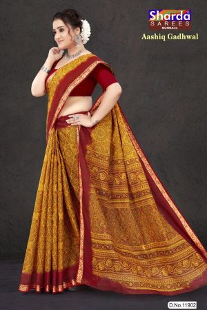 Close-up of the Fashionable Design of Aashiq Gadhwal Cotton Saree