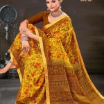 Hajaro Mein Ek Gadhwal Cotton Saree with Golden Yellow Color and Flower Design