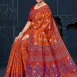 Girnar Batick Siroski Cotton Saree Draped Elegantly