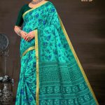 Hajaro Mein Ek Gadhwal Cotton Saree with Peacock Green Color and Flower Design