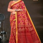 Hajaro Mein Ek Gadhwal Cotton Saree with Orchiyad Red Color and Flower Design