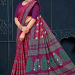 Girnar Batick Siroski Cotton Saree Close-Up of Elegance Design