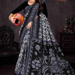 Cute Choice Malai Black Designer Cotton Saree