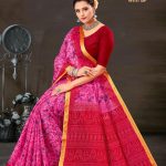 Hajaro Mein Ek Gadhwal Cotton Saree with Pink Flower Design