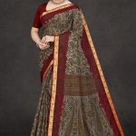 Aashiq Gadhwal Cotton Saree in Grey and Maroon with Fashionable Design