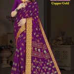 Bol Bachan Copper Gold Purple Color Cotton Saree