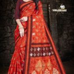 Full View of Mazedaar Siroski Cotton Saree in Orange Color