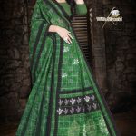 Full View of Mazedaar Siroski Cotton Saree in Green Color