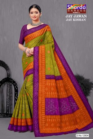 Model Wearing Jay Jawan Jay Kishan Cotton Saree