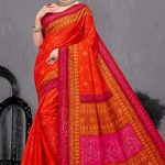 Jay Jawan Jay Kishan Cotton Saree in Orange, Pink, and Dark Pink with Ultra-Modern Design