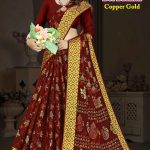 product Name : Bol Bachan copper gold shinning black and stylish design saree.