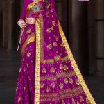 Full View of Gold Jhama Jham Border Purple Saree