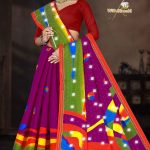 Shree Khestra Magenta Cotton Saree with Siroski Design