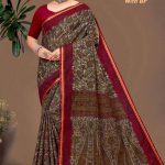 Kranti GADHWAL With BP Cotton Saree with Grey and Maroon Color - Front View