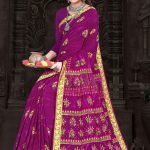 Sivakasi Border Purple Cotton Saree draped elegantly