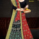 Close-up of Ethnic Design on God Gift Border Black and Red Saree