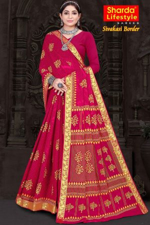 Sivakasi Border Pink Cotton Saree draped elegantly