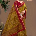 Kranti GADHWAL With BP Cotton Saree with Mehndi and Dark Pink Color - Front View