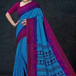 Khir Sagar Cotton Saree with Blue and Purple Color