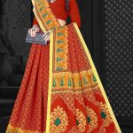 Desert Safari Blood Red Cotton Saree draped elegantly