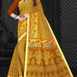 "Desert Safari Dull Yellow Cotton Saree draped elegantly