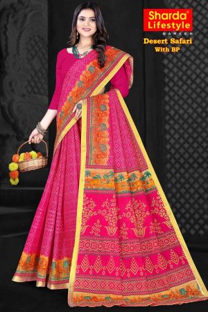 Desert Safari Gorgeous Pink Cotton Saree draped elegantly