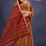 Close-up of Red Meenakari Floral Patterns on Gadhwal Cotton Saree