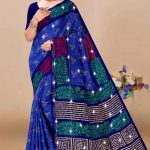 Jay Shree Ram Siroski saree in blue and green with charming design