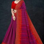 Khir Sagar Cotton Saree in Purple and Hot Red with Badhani Design