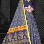 Desert Safari Navy Blue Cotton Saree draped elegantly