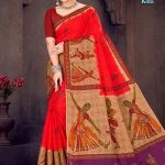 Kathak Dance Kota Cotton Saree in Red and Cream with Accent Design