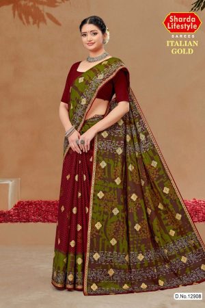 Detailed Design on ITALIAN GOLD Cotton Saree