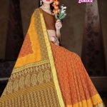 Jarkhan Border Cotton Saree in Light Brown Color