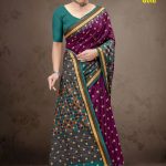 New Italian Gold Cotton Saree with Deep Purple Color and Luxurious Design