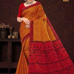 Bangla Street Varli Cotton Saree in Dull Orange & Red with Accent Design