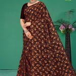 Milan Fashion Vol.02 cotton saree in black and copper with floral design