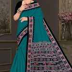 Choice of Orissa No. 2 cotton saree in peacock green and black with simple design