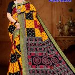 MAHA RUDRAKSH Cotton Saree in Yellow and Black with Authentic Design