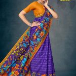 Lotus Garden with BP Cotton Saree in Magenta and Orange with Simple and Rich Design