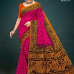 Pink and orange season varli cotton saree with animal design