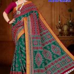 MAHA RUDRAKSH Cotton Saree in Red and Green with Authentic Design