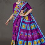 Boss Chokda cotton saree in purple and blue with simple design