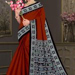 Choice of Orissa No. 2 cotton saree in bright red and black with simple design