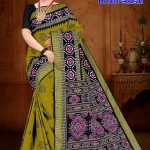 MAHA RUDRAKSH Cotton Saree in Mehndi and Black with Authentic Design