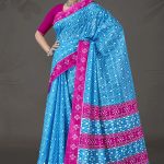 Boss Chokda cotton saree in sky blue and pink with simple design