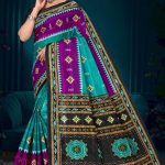 Mango Khatta Doriya blue and purple cotton saree with traditional bandhani design