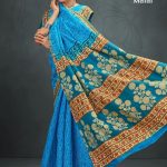 Heena Malai Cotton Saree in Blue and Golden Color with Luxury Design