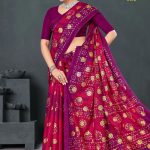 Meri Chandbali Gold Cotton Saree in Pink and Magenta with Crack Blast Design